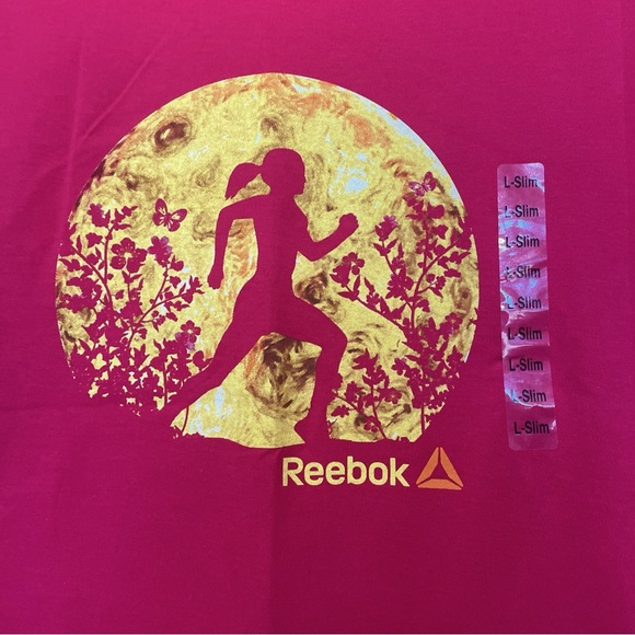 VINTAGE NWOT REEBOK GRAPHIC ( RUNNER) 100% COTTON T SHIRT SIZE LARGE SLIM RED - Picture 5 of 6